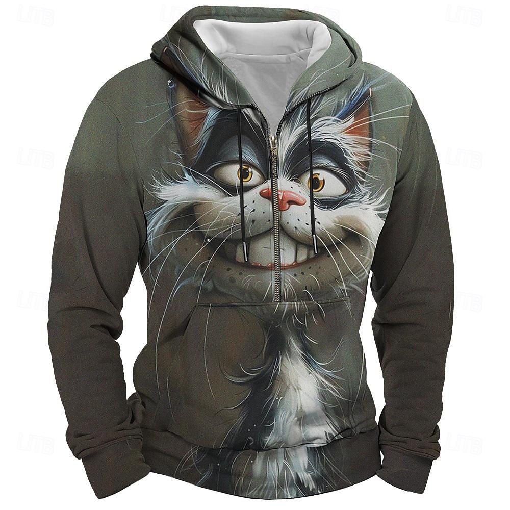 Animal Graphic 3D Zip Hoodie