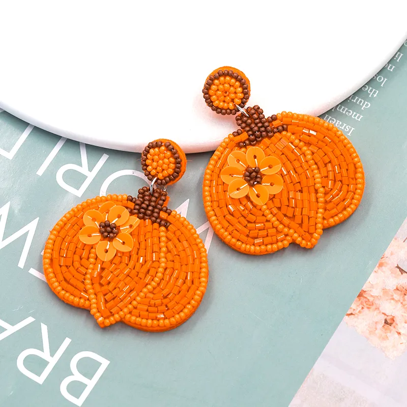 Pumpkin Seed Bead Drop Earrings