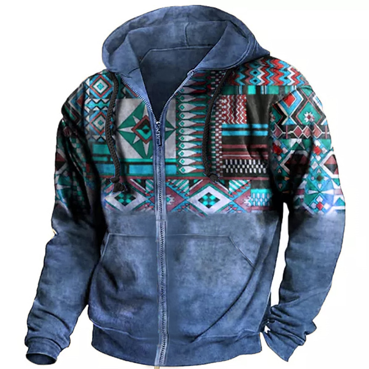 Geometric Graphic Full Zip Hoodie